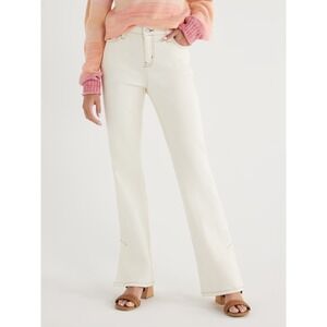 Time and Tru Womens Jeans Size 16 White Mid Rise Bootcut Side Vents 32 Inseam